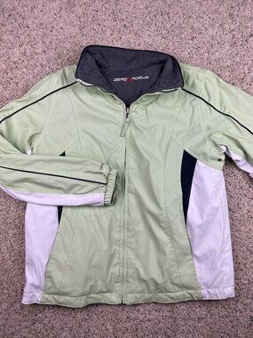 Zero Exposur Womens Jacket Large Nylon Windbreaker Full Zip Zeroxposur Green